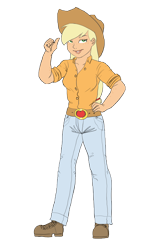 Size: 3800x5691 | Tagged: safe, artist:carnifex, applejack, human, humanized, simple background, solo, transparent background