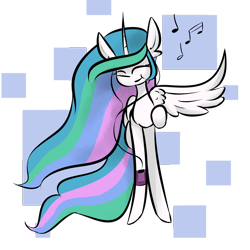 Size: 4000x4000 | Tagged: safe, artist:ratann, princess celestia, alicorn, pony, abstract background, absurd resolution, eyes closed, female, mare, mp3 player, raised hoof, solo