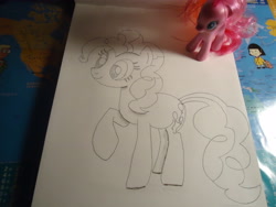 Size: 4320x3240 | Tagged: safe, artist:peter lugushy, pinkie pie, earth pony, pony, doodle, monochrome, my little pony