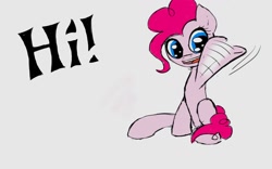 Size: 1280x800 | Tagged: safe, artist:blvckmagic, pinkie pie, earth pony, pony, big smile, happy, simple background, solo, waving