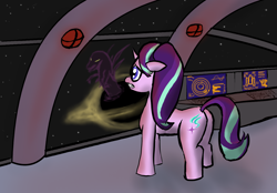 Size: 1280x892 | Tagged: safe, artist:frostclaw, starlight glimmer, pony, unicorn, atg 2020, black hole, butt, female, mare, monster, newbie artist training grounds, plot, space