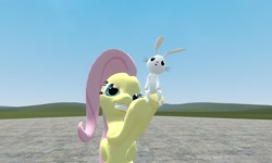 Size: 1280x768 | Tagged: safe, angel bunny, fluttershy, pegasus, pony, 3d, female, gmod, mare