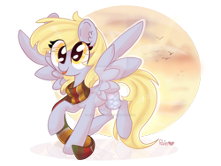 Size: 1024x768 | Tagged: safe, artist:rainartist312, derpy hooves, pegasus, pony, :p, abstract background, clothes, cute, derpabetes, deviantart watermark, ear fluff, female, flying, implied doctor whooves, mare, obtrusive watermark, reflection, scarf, simple background, sky, solo, spread wings, tongue out, transparent background, watermark, wings