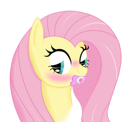 Size: 750x750 | Tagged: safe, artist:ricktin, fluttershy, pegasus, pony, blushing, female, mare, pacifier