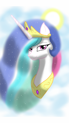 Size: 1200x2133 | Tagged: safe, artist:theroyalprincesses, princess celestia, alicorn, pony, female, horn, mare, multicolored mane, smiling, solo, white coat