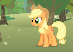 Size: 1000x720 | Tagged: safe, screencap, applejack, earth pony, pony, call of the cutie, female, mare, solo