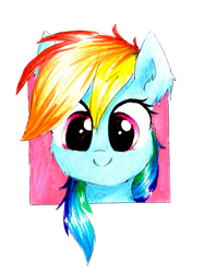 Size: 915x1221 | Tagged: safe, artist:liaaqila, derpibooru import, rainbow dash, pegasus, pony, cute, dashabetes, looking at you, simple background, smiling, solo, traditional art, transparent background