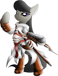 Size: 302x400 | Tagged: safe, artist:xeroseis, octavia melody, earth pony, pony, assassin's creed, bipedal, crossover, female, mare, simple background, solo, transparent background