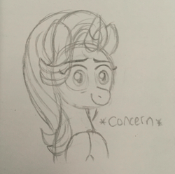 Size: 900x893 | Tagged: safe, artist:pink-pone, starlight glimmer, pony, unicorn, concern, sketch, solo, traditional art