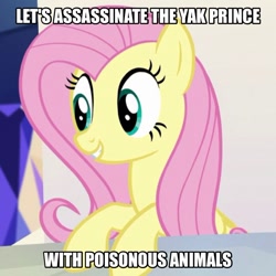 Size: 926x925 | Tagged: safe, screencap, fluttershy, pegasus, pony, party pooped, image macro, meme, solo