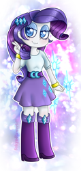 Size: 476x998 | Tagged: safe, artist:sakyu-flowerfell, rarity, equestria girls, beautiful, boots, bracelet, clothes, cute, high heel boots, jewelry, looking at you, skirt, solo