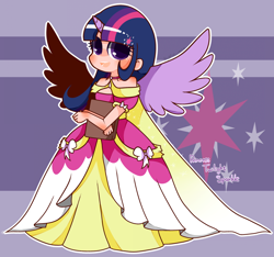 Size: 1000x935 | Tagged: safe, artist:nm, derpibooru import, twilight sparkle, twilight sparkle (alicorn), alicorn, human, clothes, dress, horned humanization, humanized, pixiv, solo, winged humanization