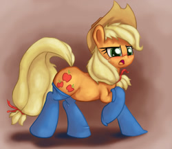 Size: 1685x1460 | Tagged: safe, artist:impcjcaesar, applejack, earth pony, pony, blushing, clothes, socks, solo