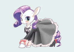 Size: 2894x2039 | Tagged: safe, artist:unousaya, rarity, pony, unicorn, clothes, cute, dress, looking at you, raribetes, simple background, smiling, solo