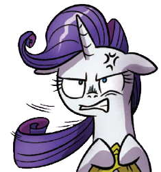 Size: 334x356 | Tagged: safe, edit, idw, rarity, pony, unicorn, spoiler:comic, background removed, cross-popping veins, floppy ears, gritted teeth, simple background, solo, transparent background