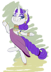 Size: 2893x4092 | Tagged: safe, artist:helloiamyourfriend, rarity, pony, unicorn, absurd resolution, armlet, belly dancer, bracelet, ear piercing, earring, headdress, jewelry, mughal, necklace, nose piercing, nose ring, piercing, rarity wears human jewelry, sari, solo