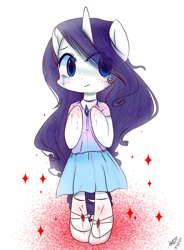 Size: 1674x2280 | Tagged: safe, artist:windymils, rarity, pony, unicorn, bipedal, blood, clothes, crying, shoes, skirt, solo