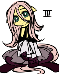 Size: 1024x1280 | Tagged: safe, artist:umeguru, fluttershy, pegasus, pony, drakengard, drakengard 3, solo, three (drakengard)