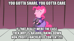 Size: 1280x720 | Tagged: safe, artist:kwark85, screencap, pinkie pie, earth pony, pony, drama, hasbro, image macro, lucifer hasbro, meme, op is trying to start shit, solo, text, the duck goes kwark