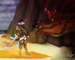 Size: 2000x1600 | Tagged: safe, artist:omny87, princess celestia, anthro, dragon, plantigrade anthro, badass, beach, boots, clothes, crown, fire, jewelry, now you fucked up, regalia, spurs, sword, weapon