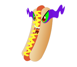 Size: 3359x2960 | Tagged: safe, artist:shadowthewerewolf, derpibooru import, king sombra, deliciously evil, food, hot dog, meat, not salmon, sausage, simple background, sombra eyes, transparent background, wat