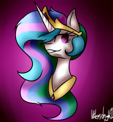 Size: 1024x1106 | Tagged: safe, artist:littlemidnight1, princess celestia, alicorn, pony, bust, grin, portrait, smiling, solo