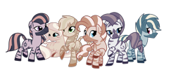 Size: 3723x1490 | Tagged: safe, artist:andromedasparkz, derpibooru import, applejack, fluttershy, pinkie pie, rainbow dash, rarity, twilight sparkle, zebra, female, mane six, simple background, species swap, transparent background, zebrafied