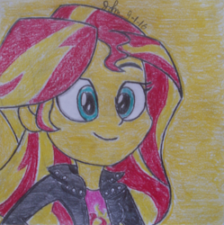 Size: 2796x2803 | Tagged: safe, artist:johnmarkee1995, sunset shimmer, equestria girls, solo, traditional art