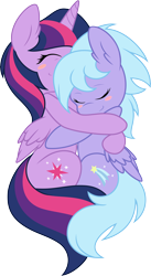 Size: 7500x13715 | Tagged: safe, artist:ambris, artist:mactavish1996, derpibooru import, cloudchaser, twilight sparkle, twilight sparkle (alicorn), alicorn, pony, absurd resolution, blushing, crack shipping, cuddling, cute, female, hug, lesbian, mare, shipping, simple background, sleeping, snuggling, transparent background, twichaser, vector