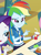 Size: 345x471 | Tagged: safe, derpibooru import, screencap, rainbow dash, rarity, better together, equestria girls, schedule swap, cropped, food, geode of super speed, magical geodes, offscreen character, rainbow dash is best facemaker, sandwich