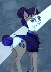 Size: 658x918 | Tagged: safe, artist:dumddeer, rarity, pony, unicorn, the cutie re-mark, alternate timeline, curved horn, night maid rarity, nightmare takeover timeline, plot, solo