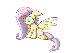 Size: 900x675 | Tagged: safe, artist:heir-of-rick, fluttershy, pegasus, pony, sad, simple background, sitting, sketch