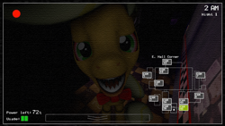 Size: 1024x576 | Tagged: safe, applejack, earth pony, pony, robot, 3d, animatronic, applefreddy, attack, five nights at aj's, sharp teeth, solo, source filmmaker