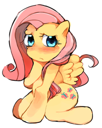 Size: 462x578 | Tagged: safe, artist:aoringo, fluttershy, pegasus, pony, blushing, pixiv, solo