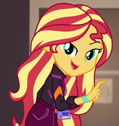 Size: 651x686 | Tagged: safe, screencap, sunset shimmer, better together, equestria girls, cropped, how to backstage, looking at you, looking back, looking back at you, solo