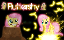 Size: 1680x1050 | Tagged: safe, artist:arakareeis, fluttershy, pegasus, pony, feather, neon, wallpaper