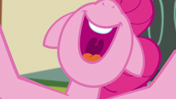 Size: 1920x1080 | Tagged: safe, screencap, pinkie pie, earth pony, pony, make new friends but keep discord, breaking the fourth wall, fourth wall, he wants all of the cakes, solo