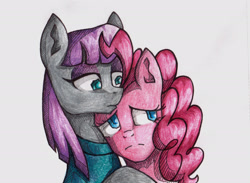 Size: 2044x1500 | Tagged: safe, artist:rosha-krieger, maud pie, pinkie pie, earth pony, pony, maud pie (episode), scene interpretation, sisters, traditional art