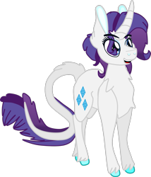 Size: 1467x1713 | Tagged: safe, artist:casanova-mew, rarity, classical unicorn, pony, unicorn, curved horn, leonine tail, simple background, solo, transparent background