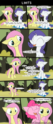 Size: 1600x3722 | Tagged: safe, artist:loceri, fluttershy, pinkie pie, rarity, earth pony, pegasus, pony, unicorn, comic, dialogue, slice of life, speech bubble