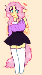 Size: 488x870 | Tagged: safe, artist:witchidly, fluttershy, anthro, ambiguous facial structure, clothes, skirt, solo