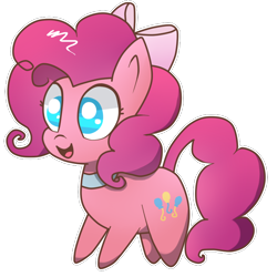 Size: 700x700 | Tagged: safe, artist:cookie-fish, pinkie pie, earth pony, pony, bow, chibi, collar, cute, hair bow, solo