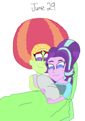 Size: 1280x1815 | Tagged: safe, artist:horroraceman93, starlight glimmer, tree hugger, equestria girls, afro, baby, female, hospital, labor, lesbian, pride month, shipping, simple background, starhugger, transparent background