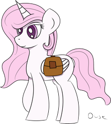 Size: 2623x2939 | Tagged: safe, artist:flitturr, princess celestia, alicorn, pony, pink-mane celestia, saddle bag, solo, younger