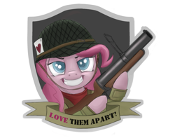 Size: 817x644 | Tagged: safe, artist:dryayberg, pinkie pie, earth pony, pony, grenade launcher, m79, military, military uniform, solo, vietnam war, weapon