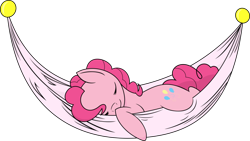 Size: 1024x579 | Tagged: safe, artist:linkling, artist:midnightblitzz, pinkie pie, earth pony, pony, cute, hammock, simple background, sleeping, solo, transparent background, vector