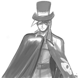 Size: 800x800 | Tagged: safe, artist:johnjoseco, big macintosh, human, cloak, clothes, costume, grayscale, hat, humanized, mac the ripper, male, monochrome, nightmare night, solo, top hat