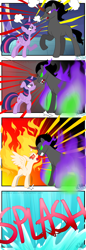 Size: 1000x2900 | Tagged: safe, artist:wolfkice, derpibooru import, king sombra, twilight sparkle, twilight sparkle (alicorn), alicorn, pony, unicorn, argument, comic, female, fight, fire, furious, glowing eyes, irritated, male, rapidash twilight, shipping, splash, straight, subverted meme, twibra, water, yelling