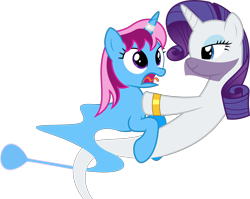 Size: 8024x6400 | Tagged: safe, artist:parclytaxel, rarity, oc, oc:parcly taxel, alicorn, genie pony, pony, unicorn, .svg available, absurd resolution, ain't never had friends like us, albumin flask, alicorn oc, armband, ask generous genie rarity, bedroom eyes, canon x oc, female, floating, genie, horn ring, lesbian, parity, shipping, simple background, startled, surprised, tangled up, tongue out, transparent background, vector, veil