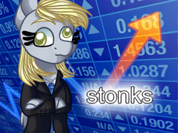 Size: 3300x2475 | Tagged: artist needed, safe, derpy hooves, anthro, pegasus, female, mare, meme, ponified meme, solo, stonks